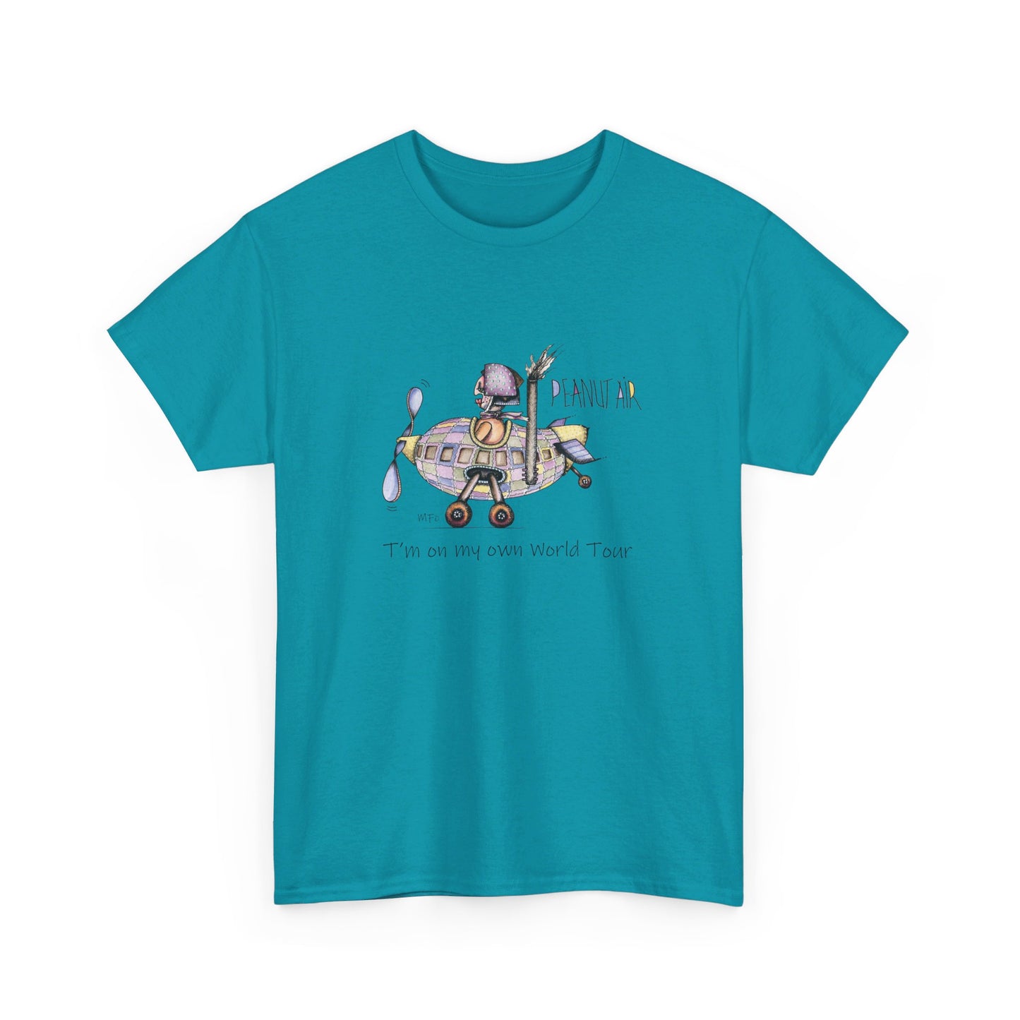 PEANUT AIR, I'm on my own World Tour! - Unisex Heavy Cotton Tee by Marie Frederique art in 5 colors (S - 5XL)