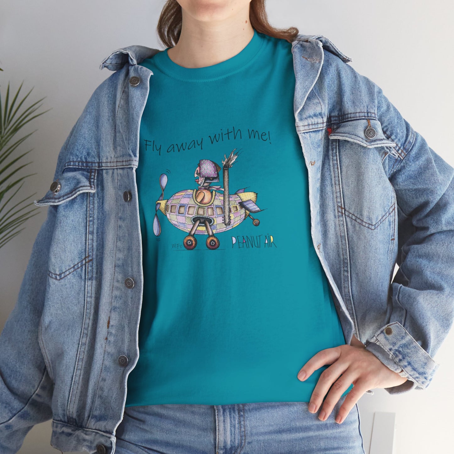 PEANUT AIR, "Fly away with me!" Unisex Heavy Cotton Tee by artist Marie Frederique (S - 5XL)