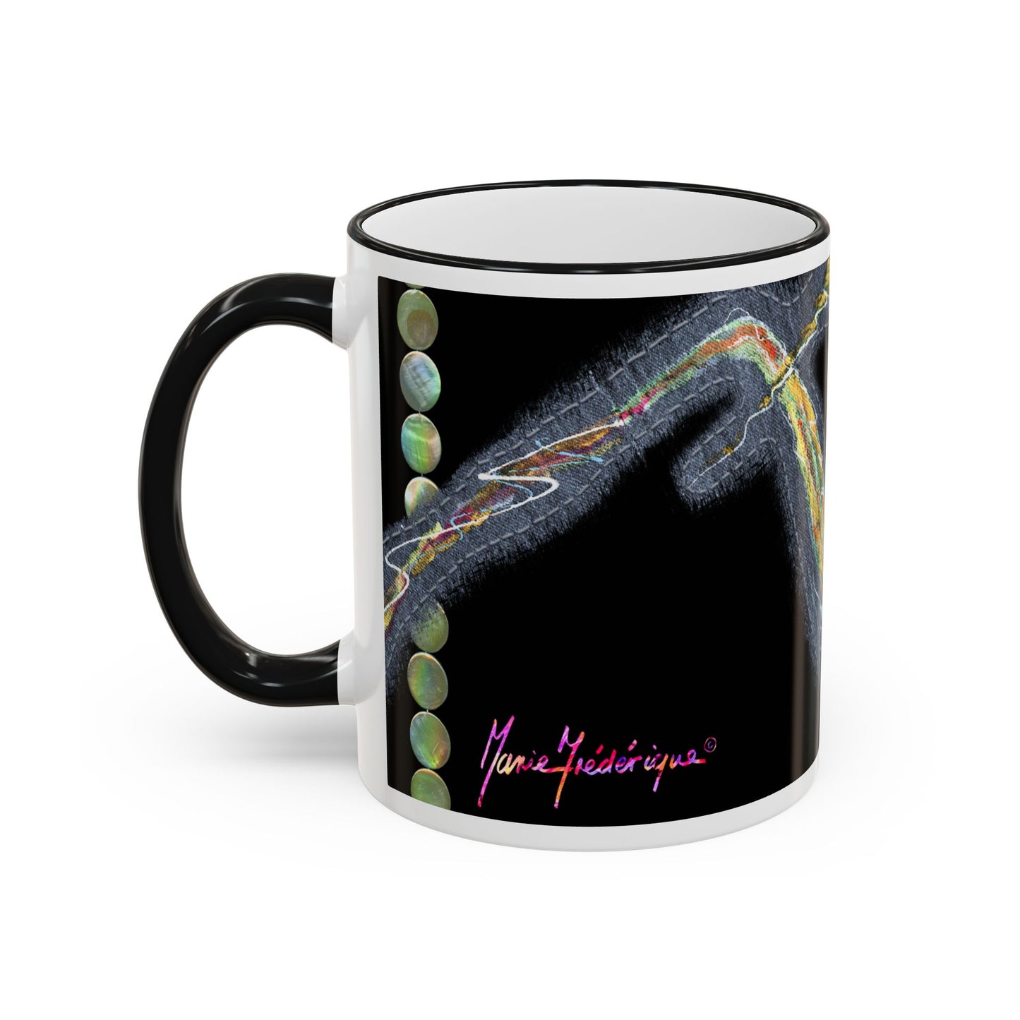 Rose fish Accent Rim Mug – Artistic Aquarium Coffee Cup (11oz & 15oz) by artist Marie Frederique