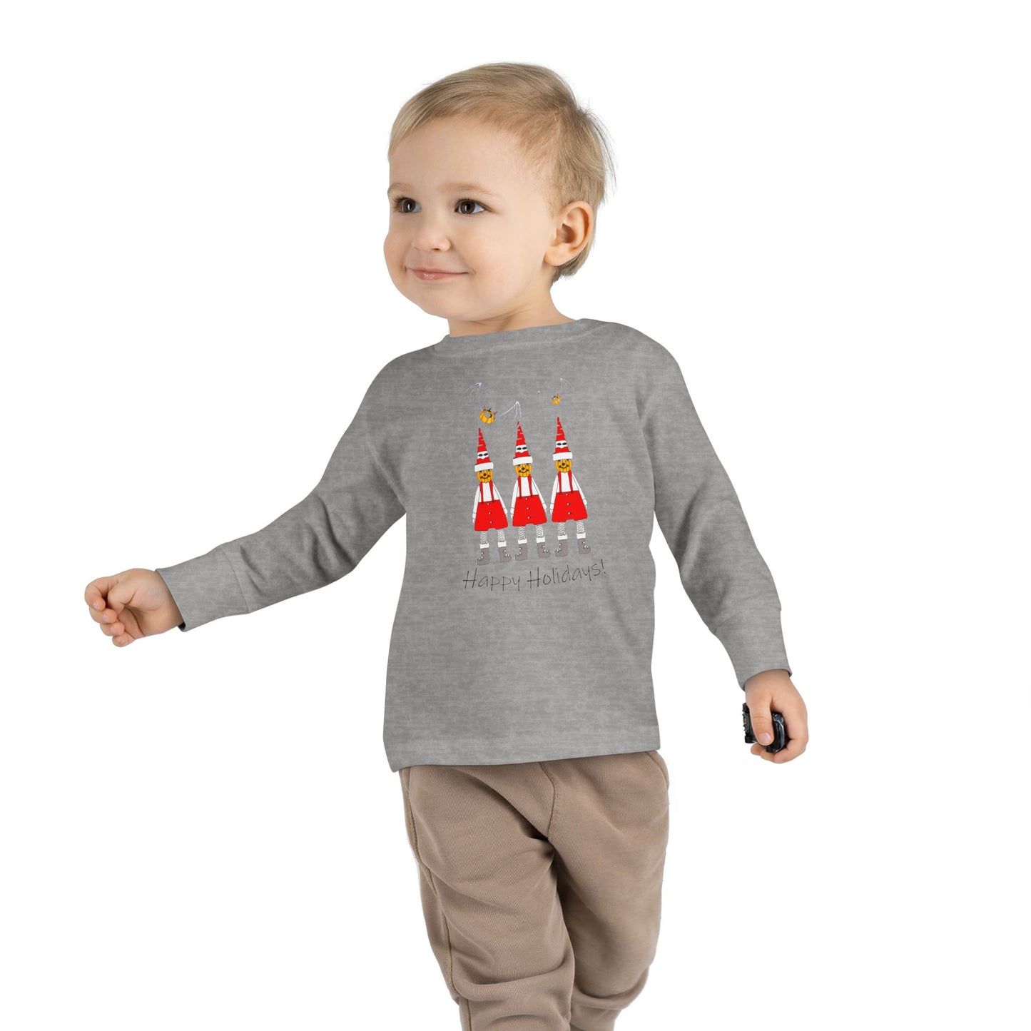 Holiday Pumpkin Santas - Toddler Long Sleeve Tee by artist Marie Frederique