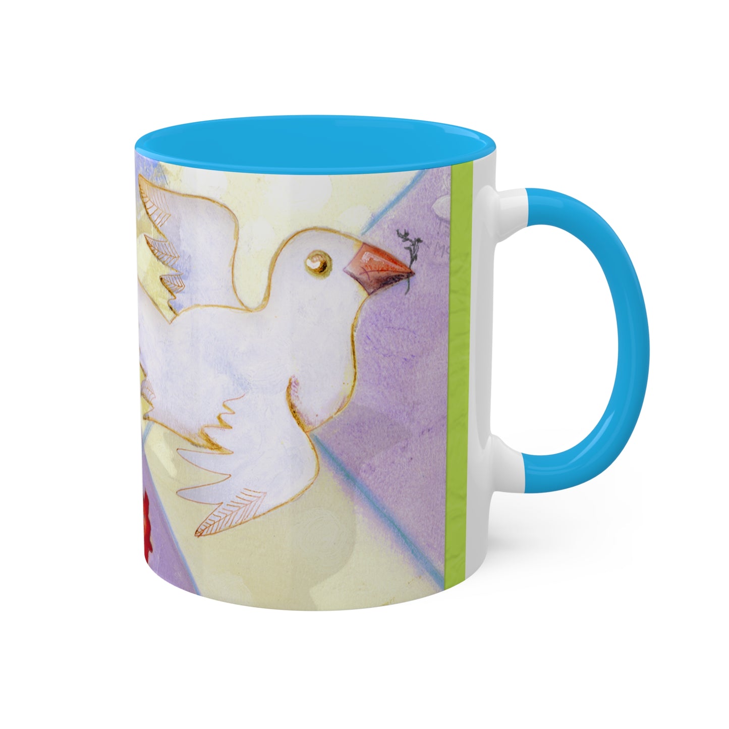 Dove, Peace offering - Colorful Mugs, 11oz by artist Marie Frederique