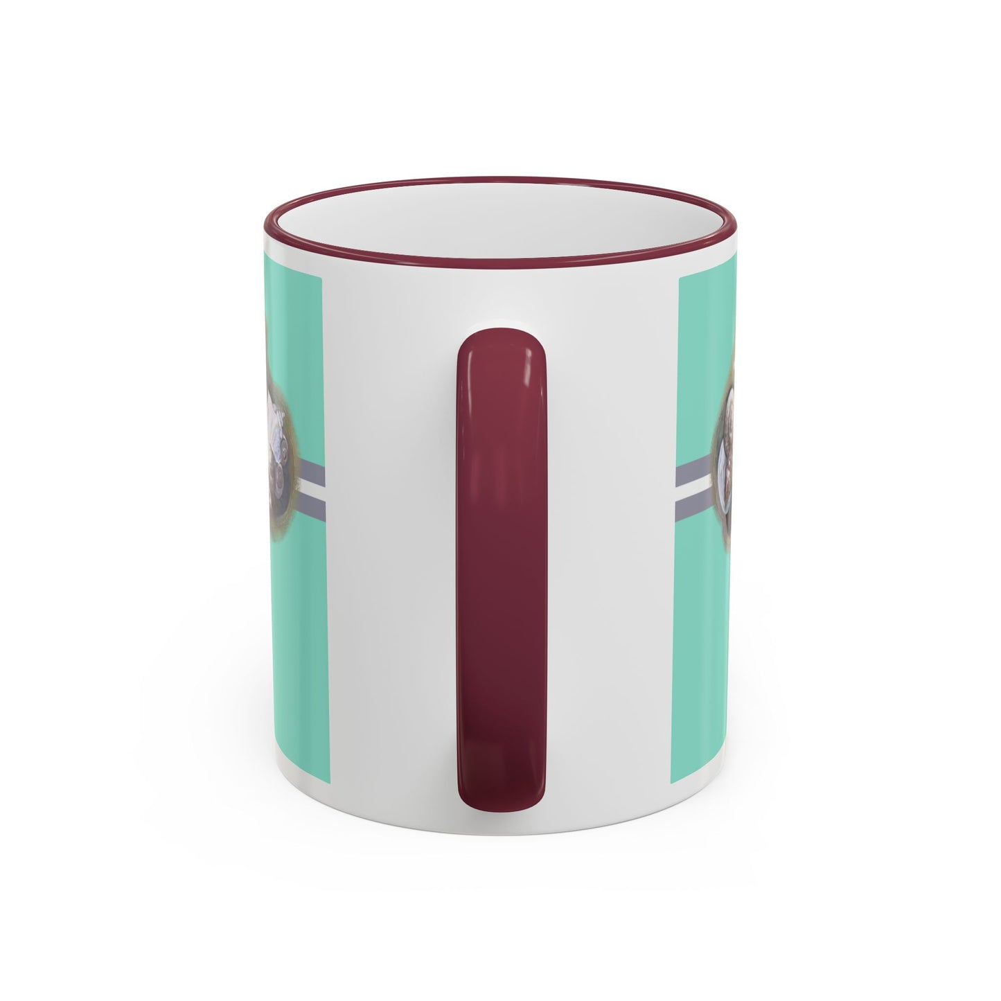 Seashell Cross, Accent Rim Mug — Christian Coffee Cup (11oz/15oz) by artist Marie Frederique