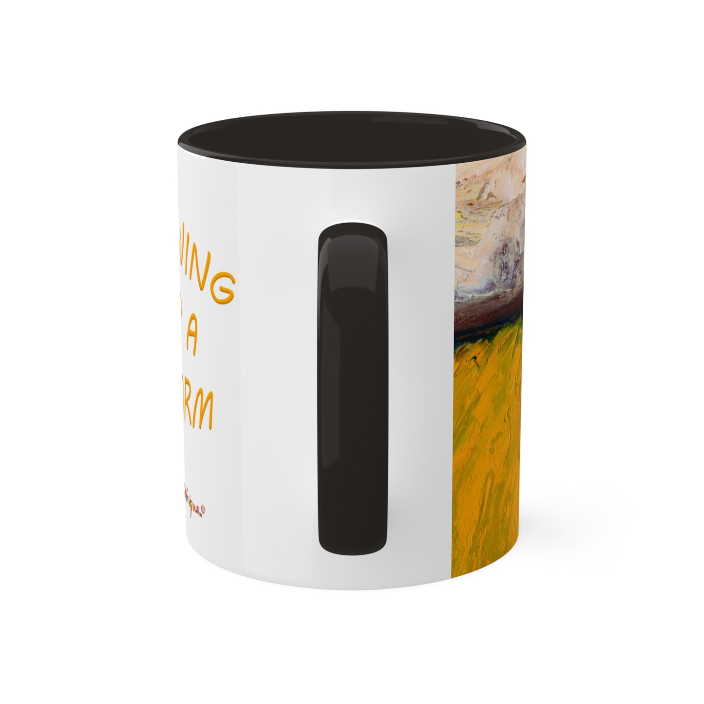 Brewing up a Storm, Colorful Mug in 3 colors - Black, Maroon and Pink, 11oz By Artist Marie Frederique