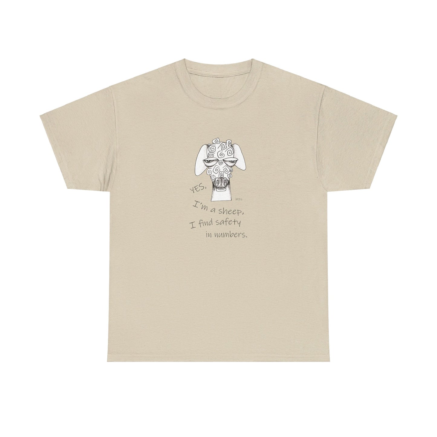 Sheep Lovers - Safety in Numbers. Unisex Heavy Cotton Tee by artist Marie Frederique