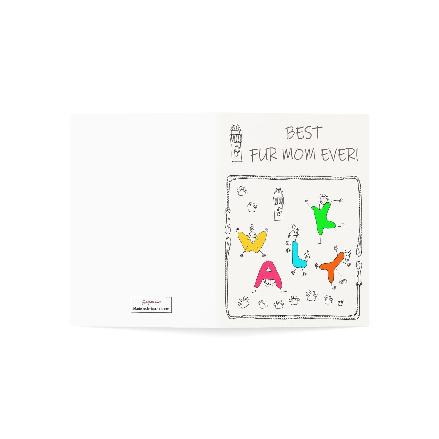 Mother's Day, "BEST FUR MOM EVER!" White Greeting Card for dog lovers by Artist Marie Frederique