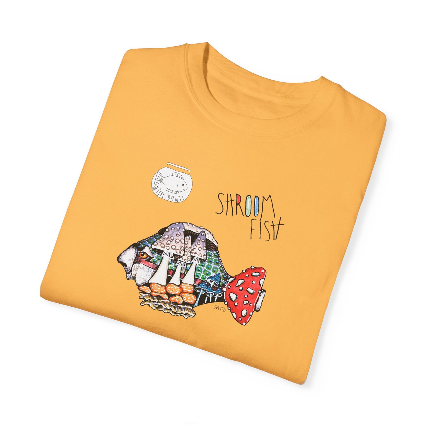 FISHBOWL, Shroom Fish - Unisex Garment-Dyed T-shirt by artist Marie Frederique