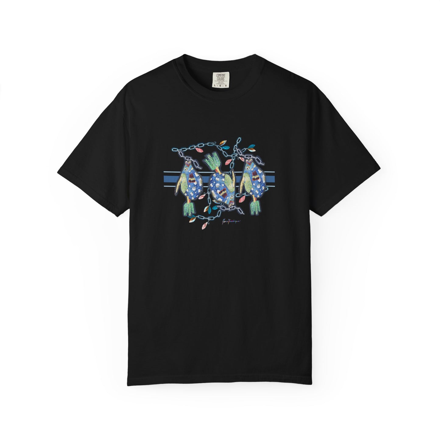 Three fish Parade Graphic T-Shirt — Playful Coastal Design by artist Marie Frederique