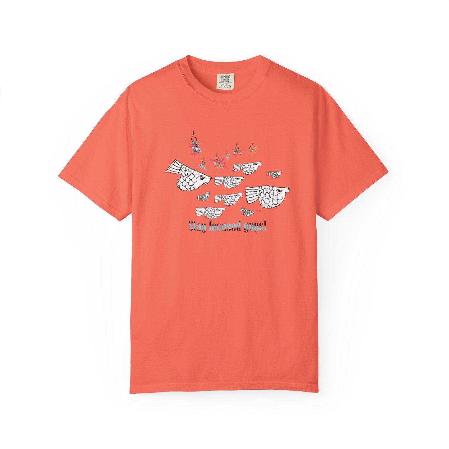 Stay Focused, Fishing Inspirational Graphic Tee by artist Marie Frederique
