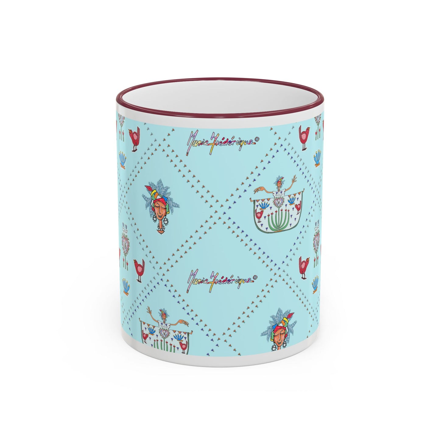 Folk with some Chic Mug — Pastel Dancer Teapot Pattern (11oz & 15oz) by artist Marie Frederique