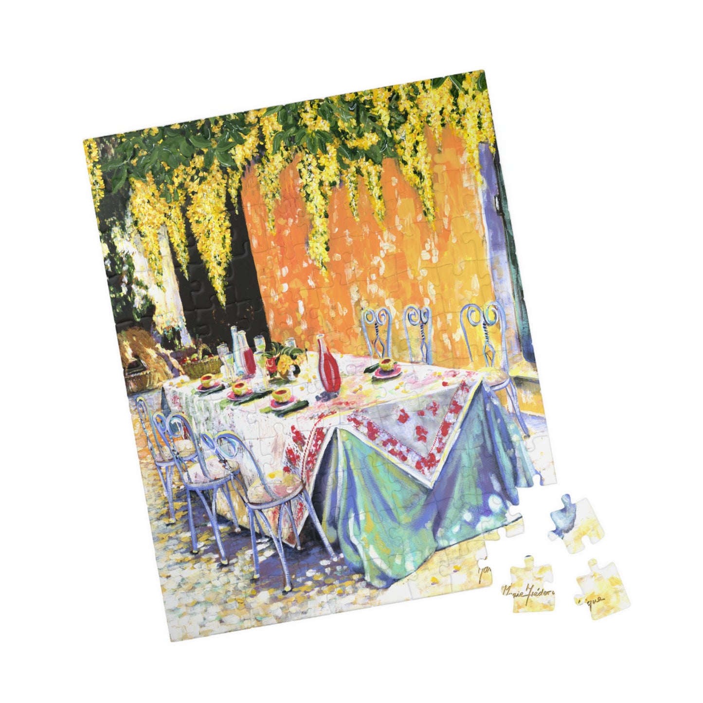 My happy place summer patio - Puzzle 110, 252, 520 piece by artist Marie Frederique