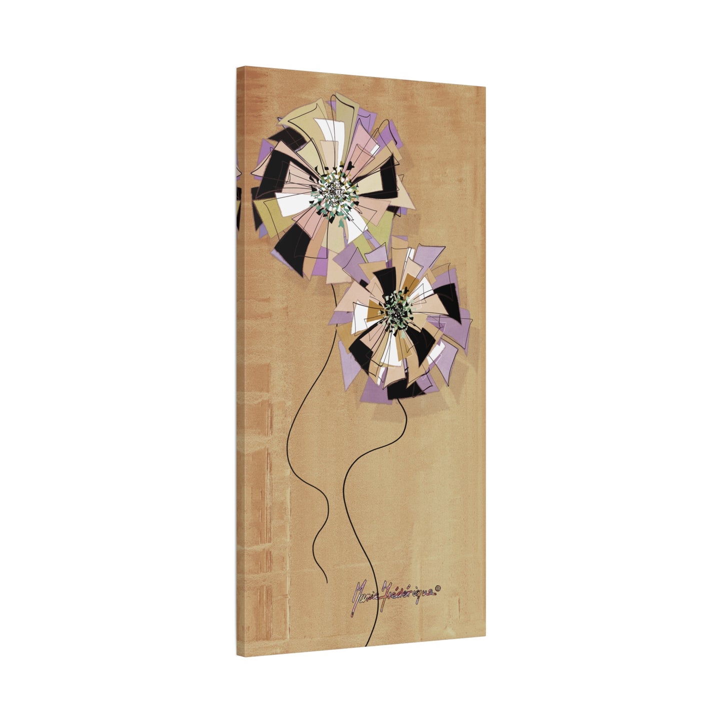 Floral Pinwheel Vertical Wall Canvas by artist Marie Frederique