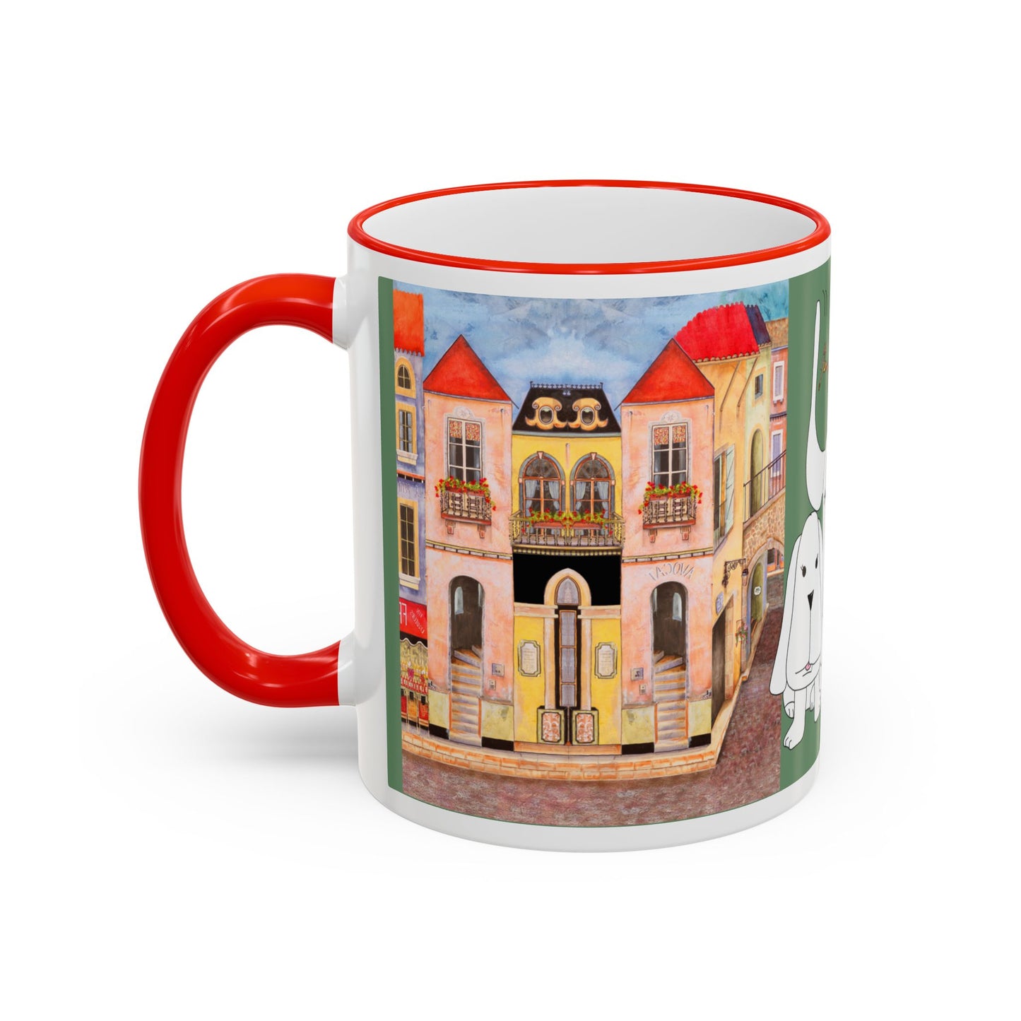 Chefetteville, Cute Dog Duo Mug — Whimsical Pet Art Coffee Cup (11oz/15oz) by artist Marie Frederique
