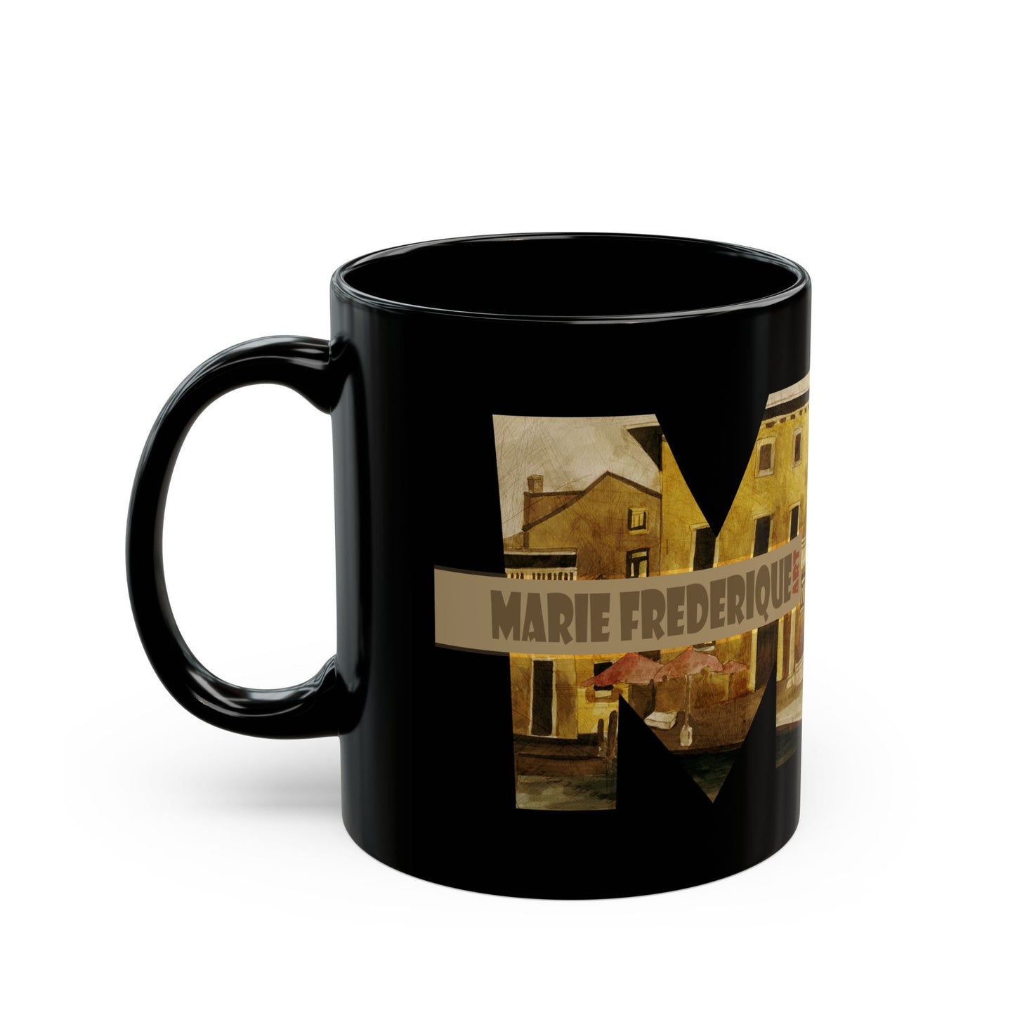 MF ART, Italian Celebration - Black Mug (11oz, 15oz) by artist Marie Frederique