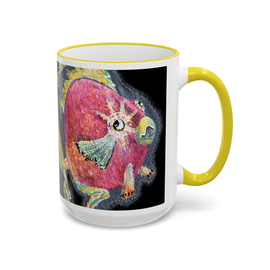 Rose fish Accent Rim Mug – Artistic Aquarium Coffee Cup (11oz & 15oz) by artist Marie Frederique