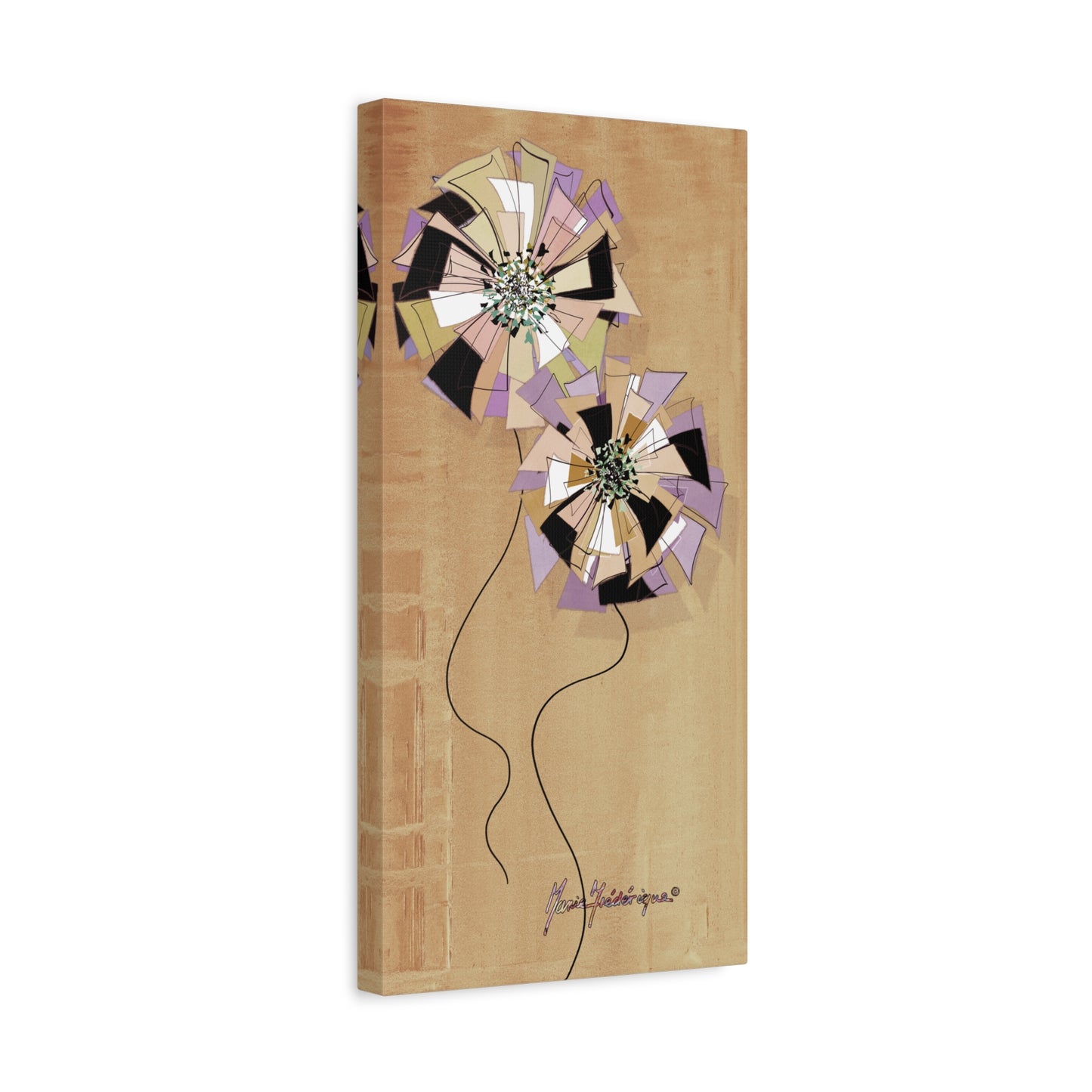 Floral Pinwheel Vertical Wall Canvas by artist Marie Frederique