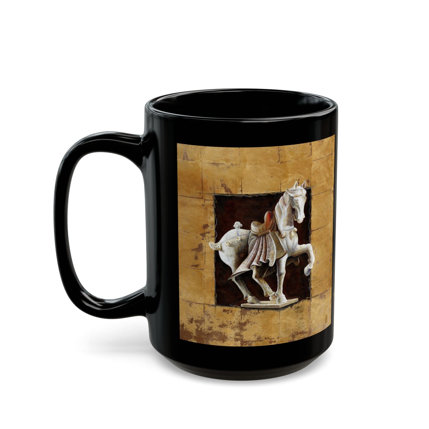 CTS Collection - Asian horse 1, Black Mug (11oz, 15oz) By Artist Marie Frederique