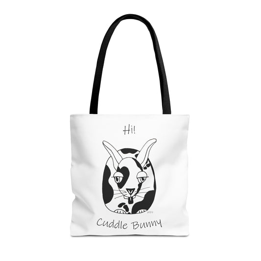 Bunny lovers - Hi! meet Cuddle Bunny along for the ride. Tote Bag by artist Marie Frederique