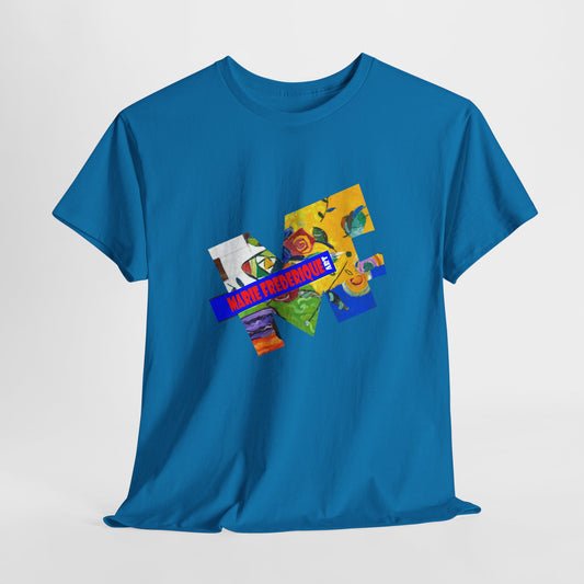 Multicolored Art collage Unisex Heavy Cotton Tee - Perfect for Art Enthusiasts by artist Marie Frederique
