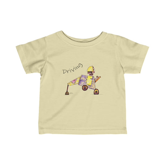 Driving - Super Cute Whimsical Designer Infant Fine Jersey Tee by artist Marie Frederique