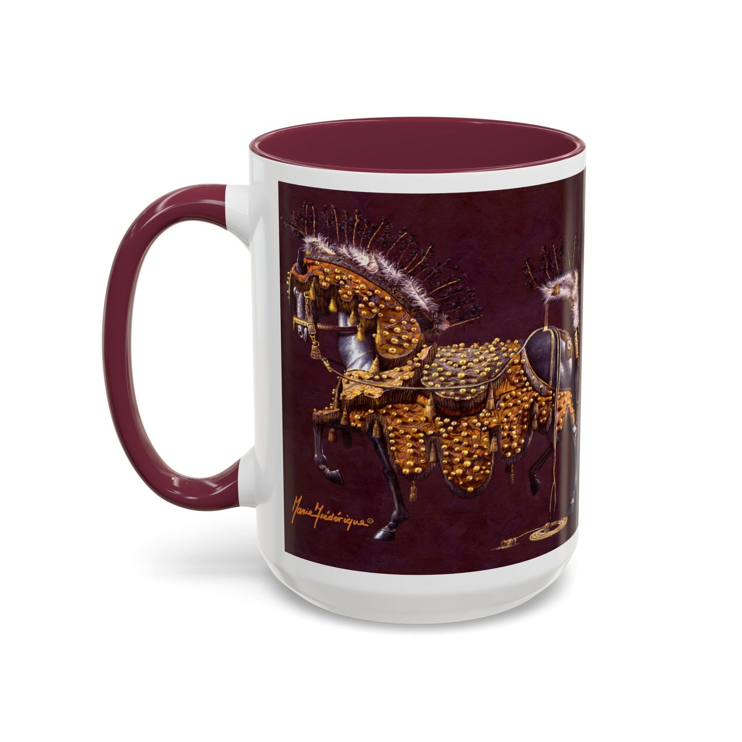 Horse in Antique Ceremonial Gold - Colorful Mug by Artist Marie Frederique