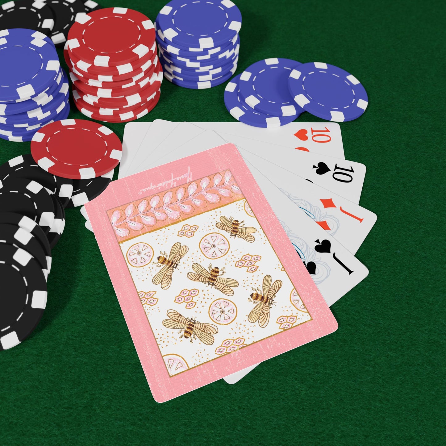 Honey Bee Antiqued Elegant Bridge/Poker Playing Cards Set - Unique Designs for Game Nights by artist Marie Frederique