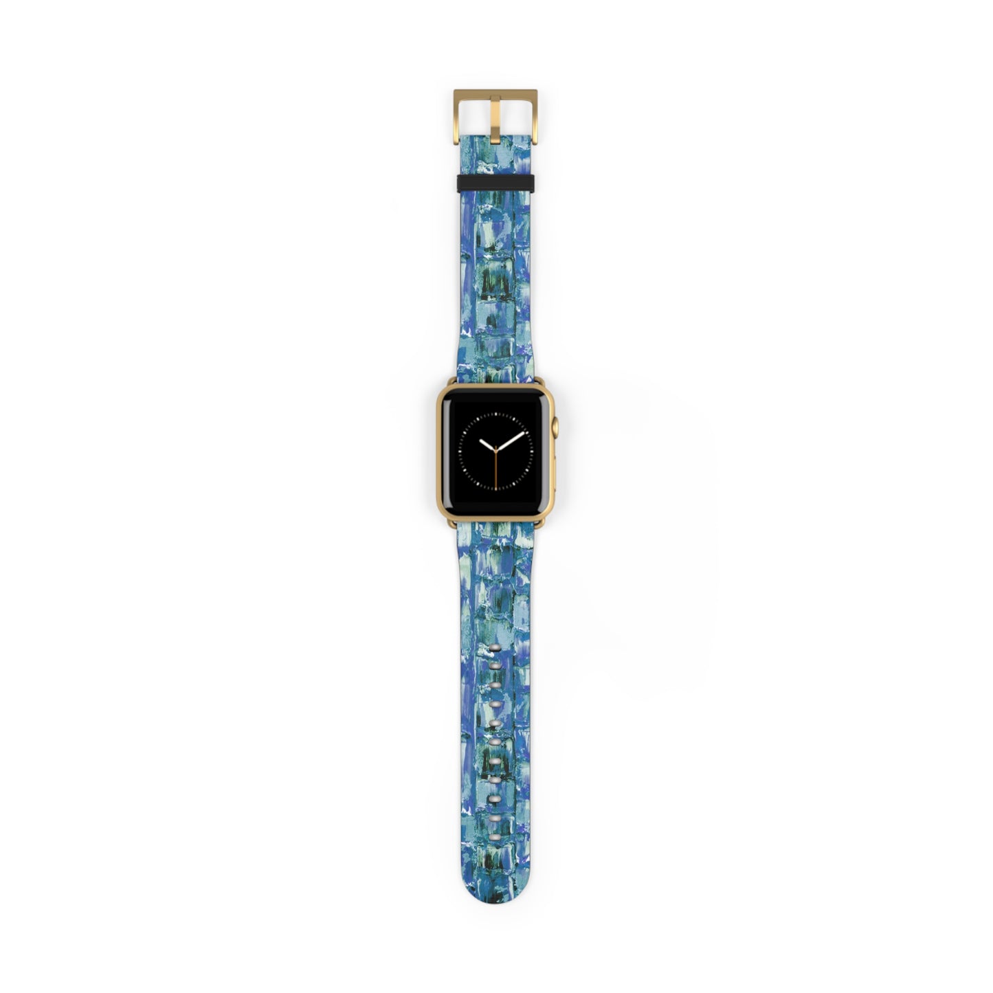 Abstract Series, Fun Blue & White toned pallet knife faux leather Watch Band by artist Marie Frederique