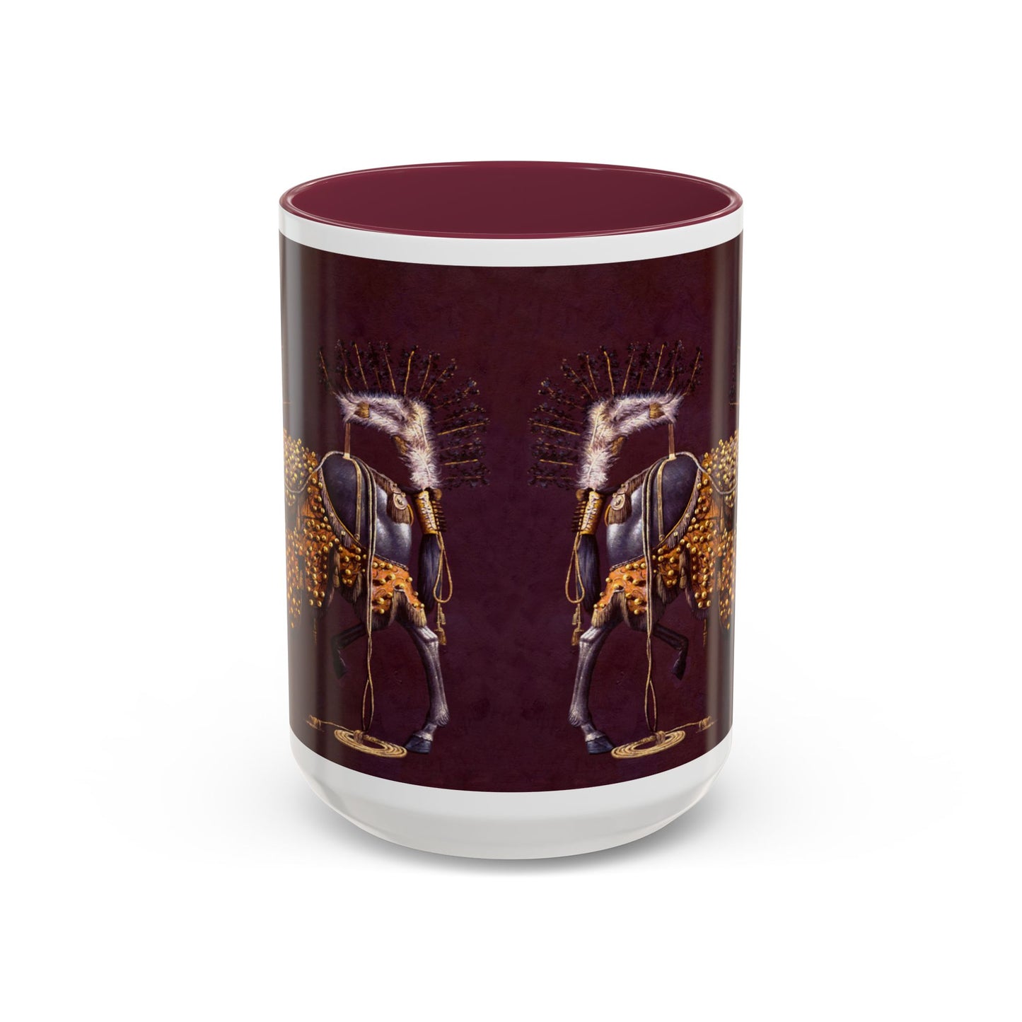 Horse in Antique Ceremonial Gold - Colorful Mug by Artist Marie Frederique