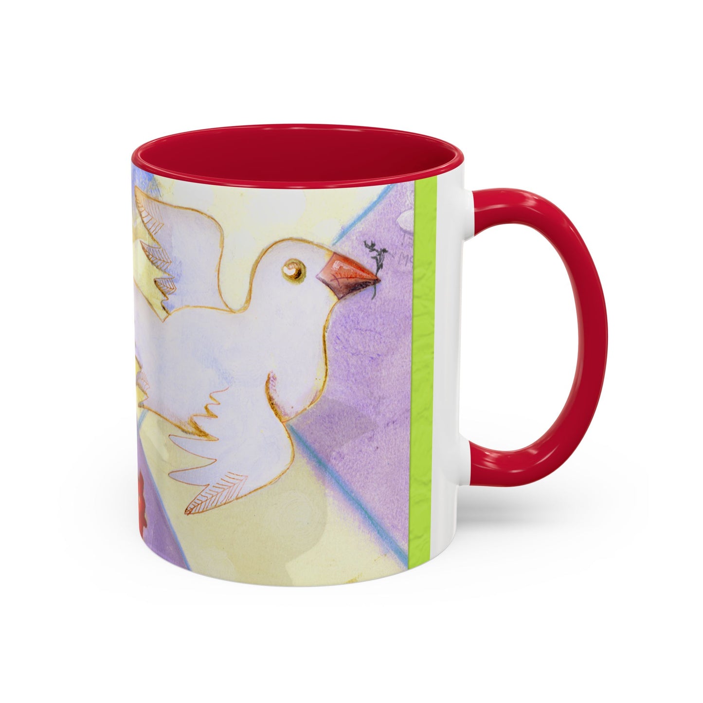 Colorful Dove, Peace offering - Colorful Mug by artist Marie Frederique