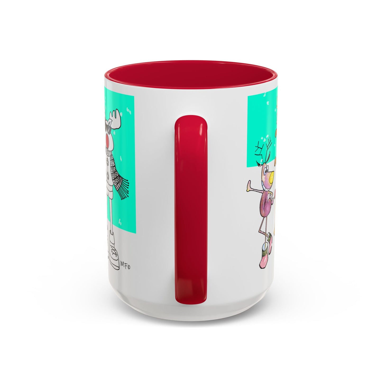 Santa's Job application line up, Christmas Mug, by artist Marie Frederique