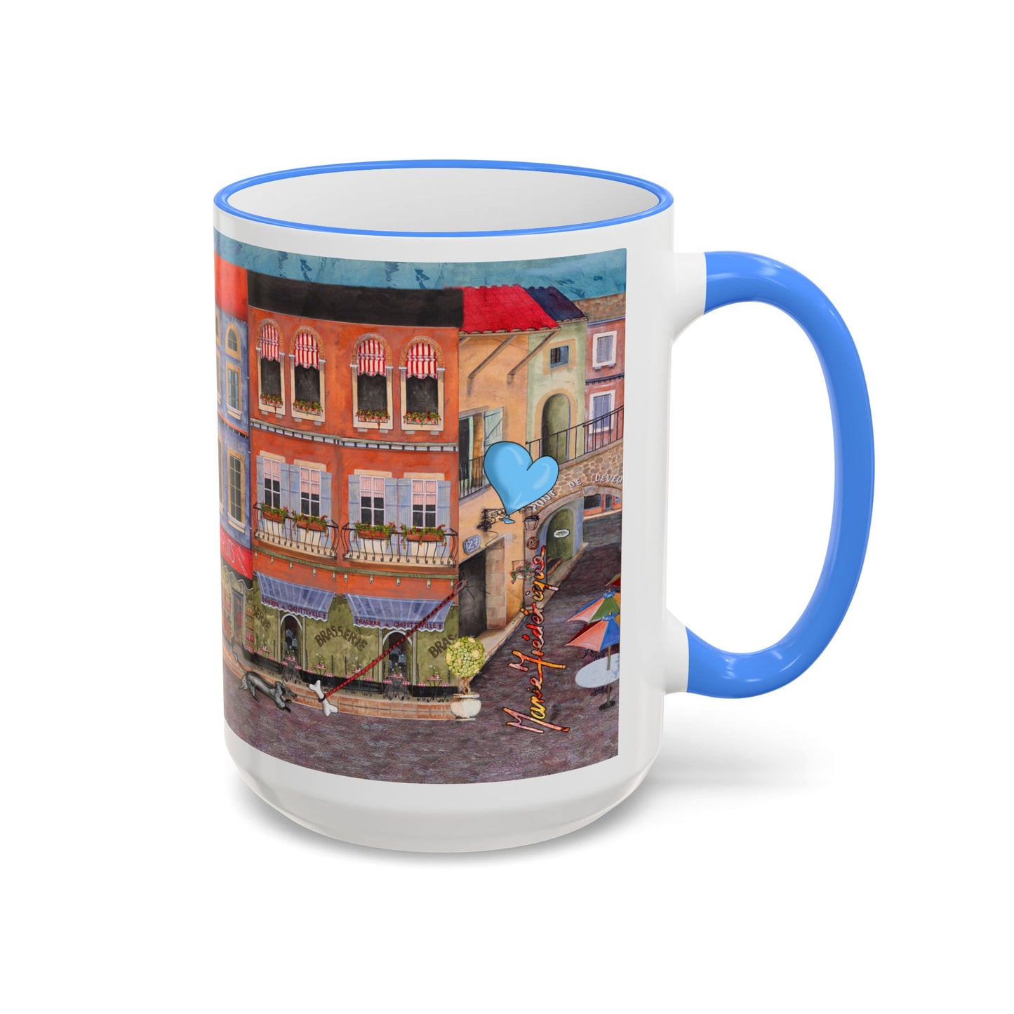 Chefetteville, Street Café Mug (11oz/15oz) - European Village Art by artist Marie Frederique