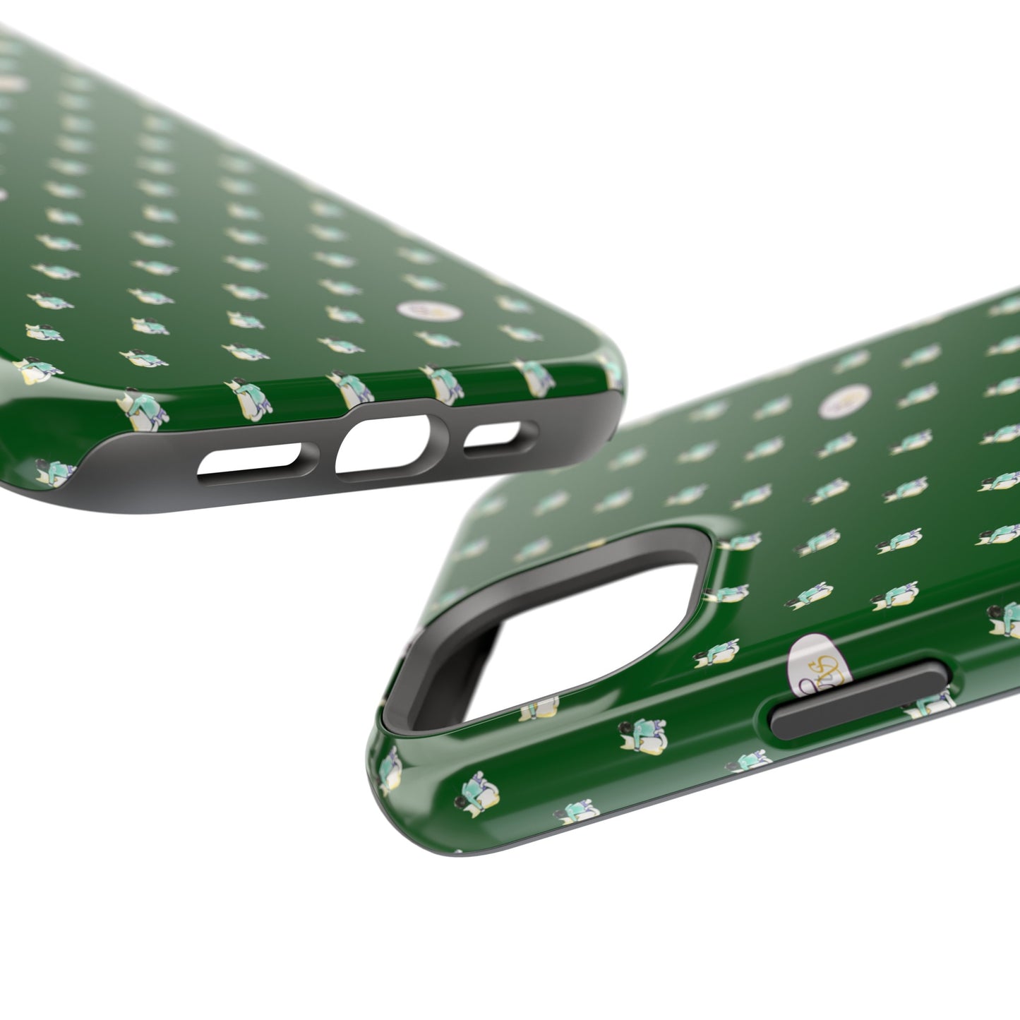 CTS Green - repeat pattern boy and dog, Impact-Resistant Phone Cases by artist Marie Frederique