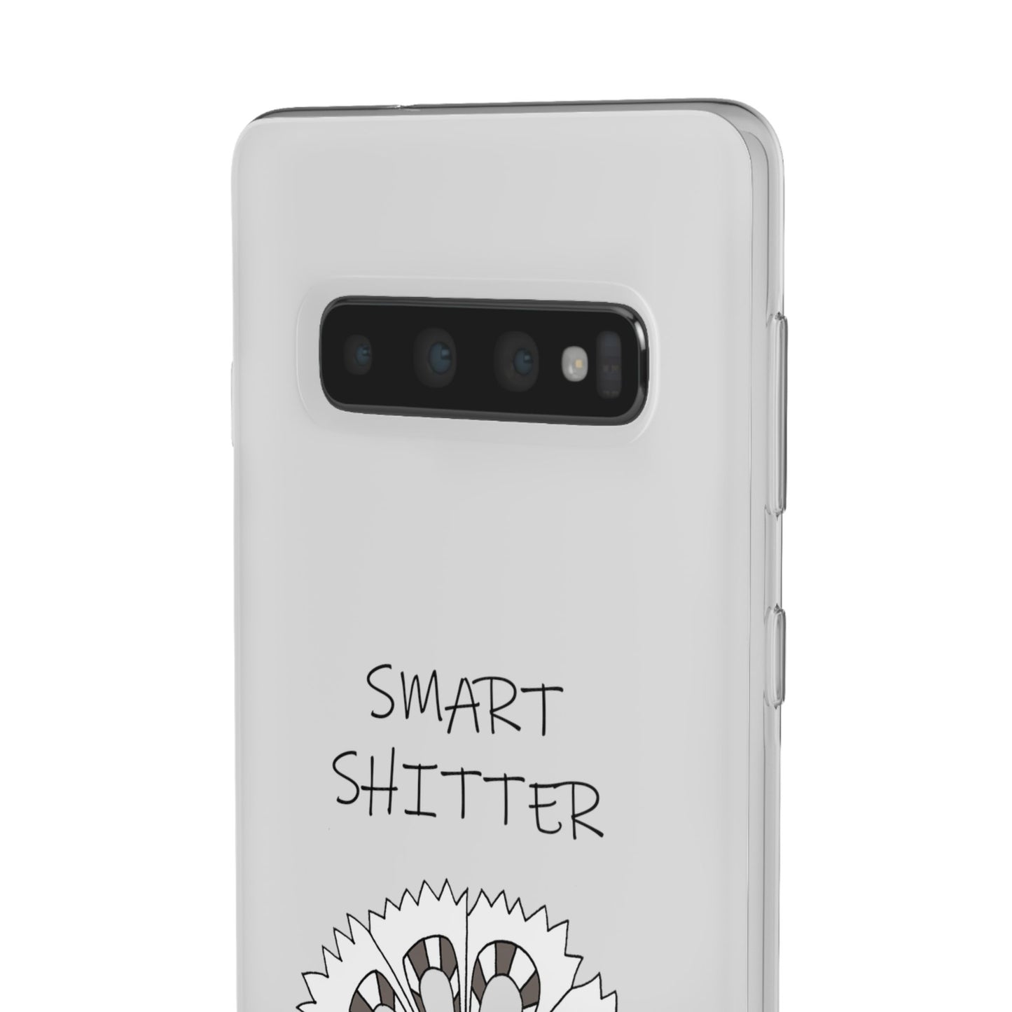 SMART SHITTER, with a Mandala Flower in black and white, Adult Humor phone case - Flexi Cases by artist Marie Frederique