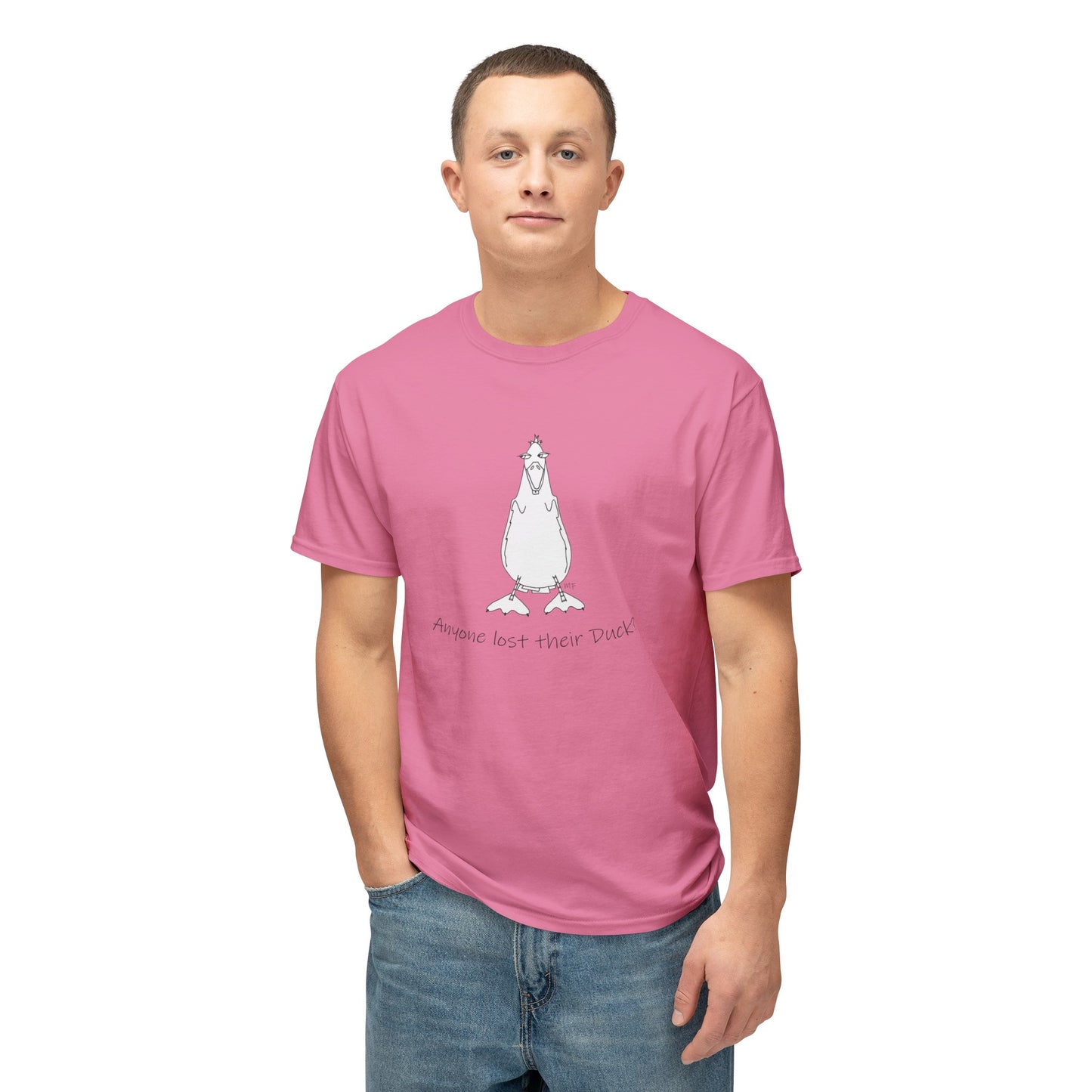 Duck Lovers - "Anyone lost their Duck?" Unisex HD Cotton™ T-shirt by artist Marie Frederique