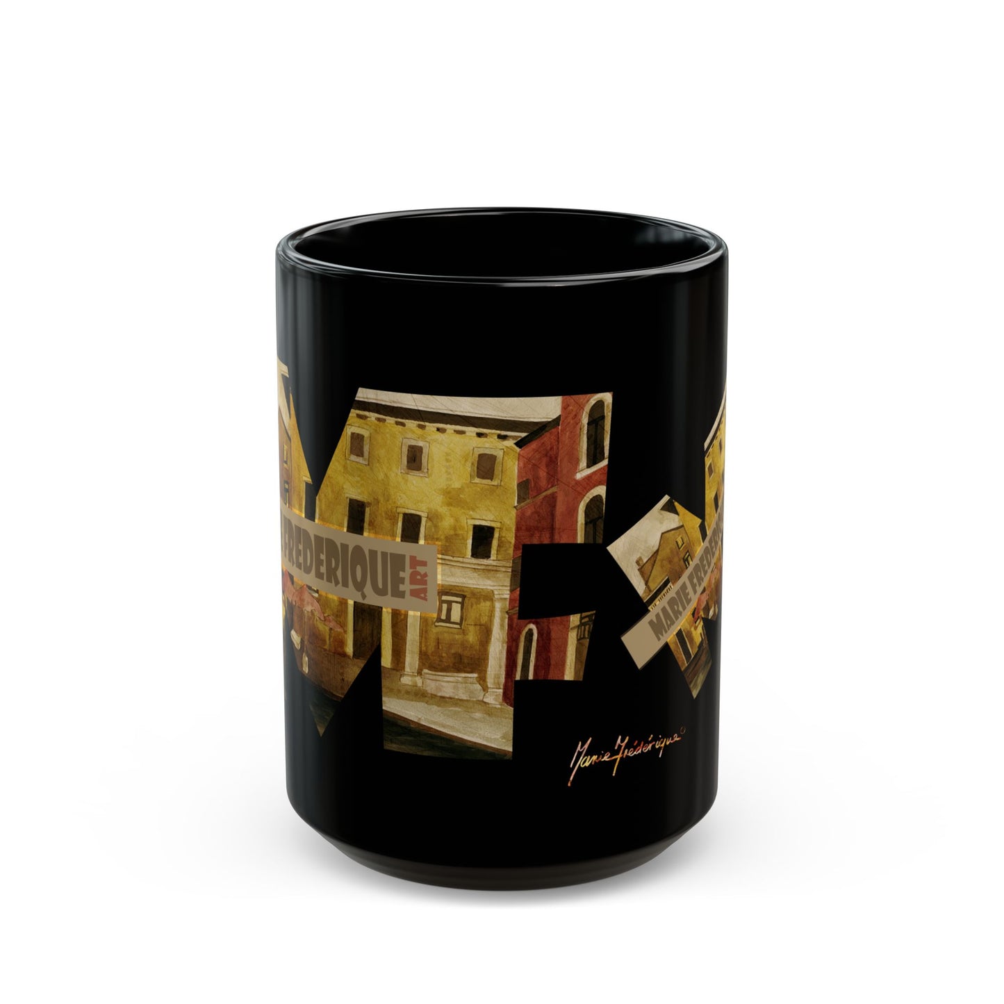 MF ART, Italian Celebration - Black Mug (11oz, 15oz) by artist Marie Frederique