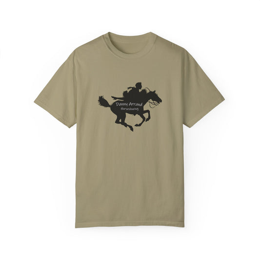 Equestrian Adventure, Runaway couple on a pony - Unisex Garment-Dyed T-Shirt - USA Flag Danny Arrand