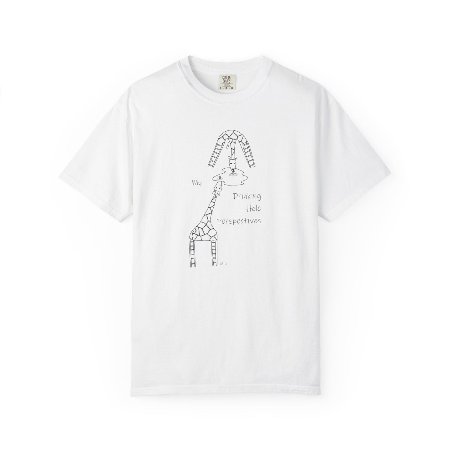 Giraffe T-shirt "My Drinking Hole Perspectives" - by artist Marie Frederique