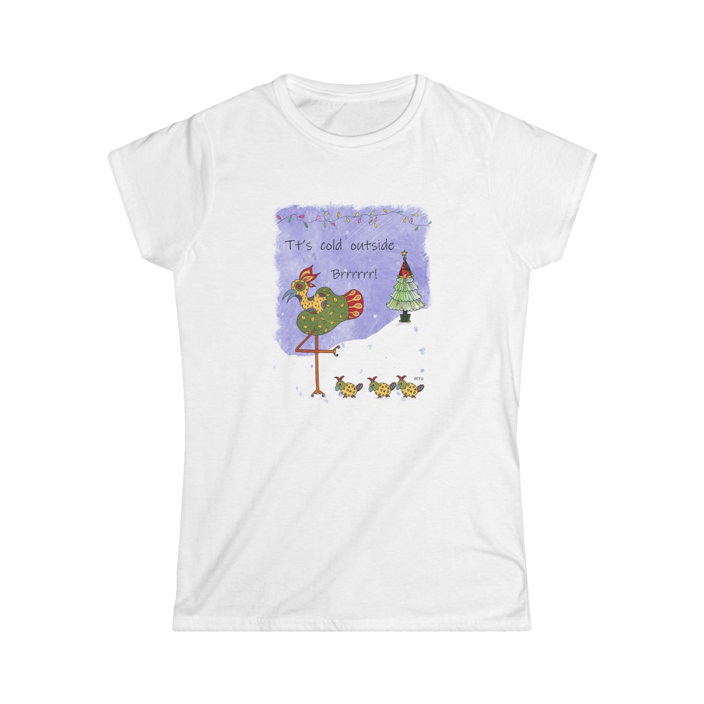 It's Cold Outside Brrrr! Winter Holiday Birdie Shirt by artist Marie Frederique