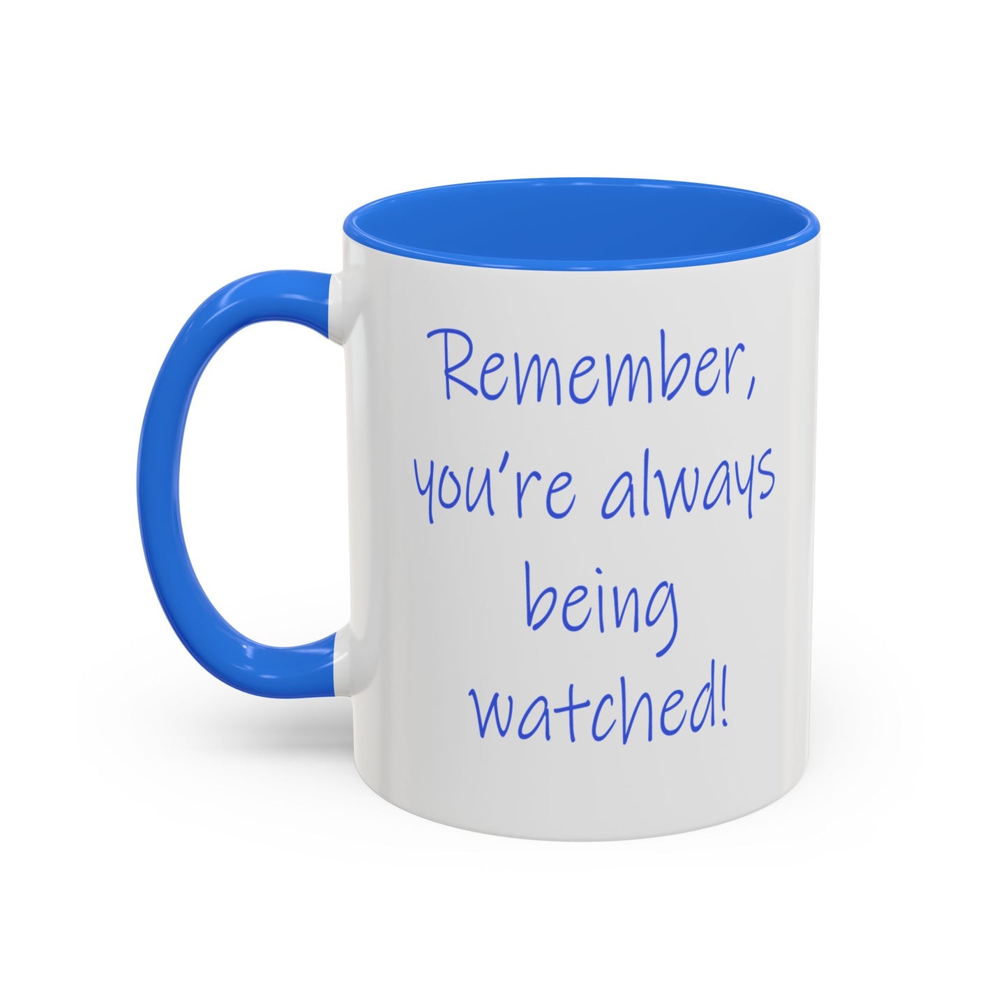 Leopard in a tree, "Remember, you're always being watched!" Mug by Artist Marie Frederique