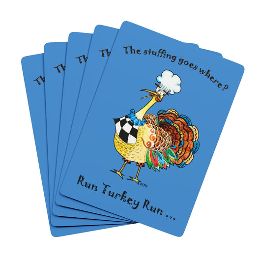 Thanksgiving Whimsical Poker Playing Cards – Fun Turkey Design by artist Marie Frederique