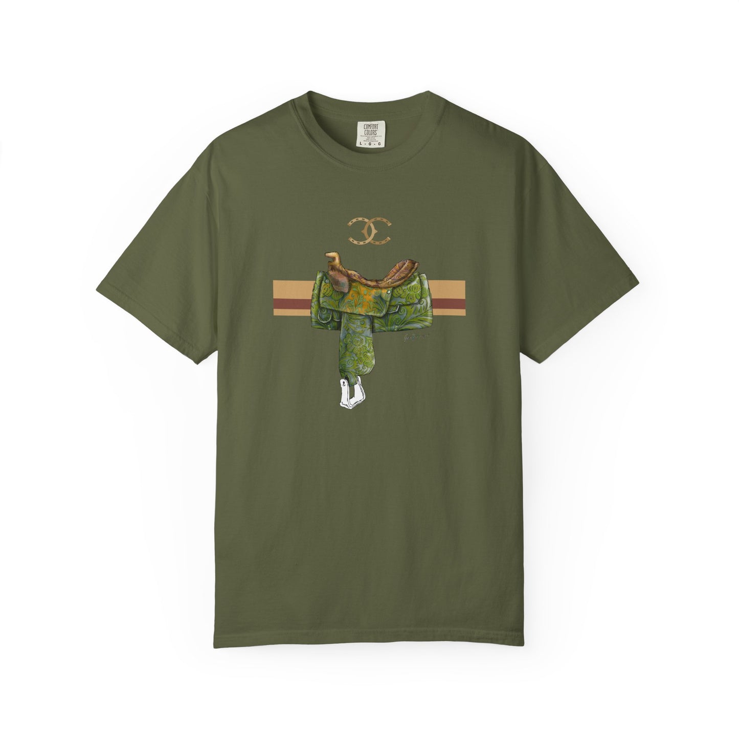 Western Saddle Equestrian Graphic T-Shirt by artist Marie Frederique