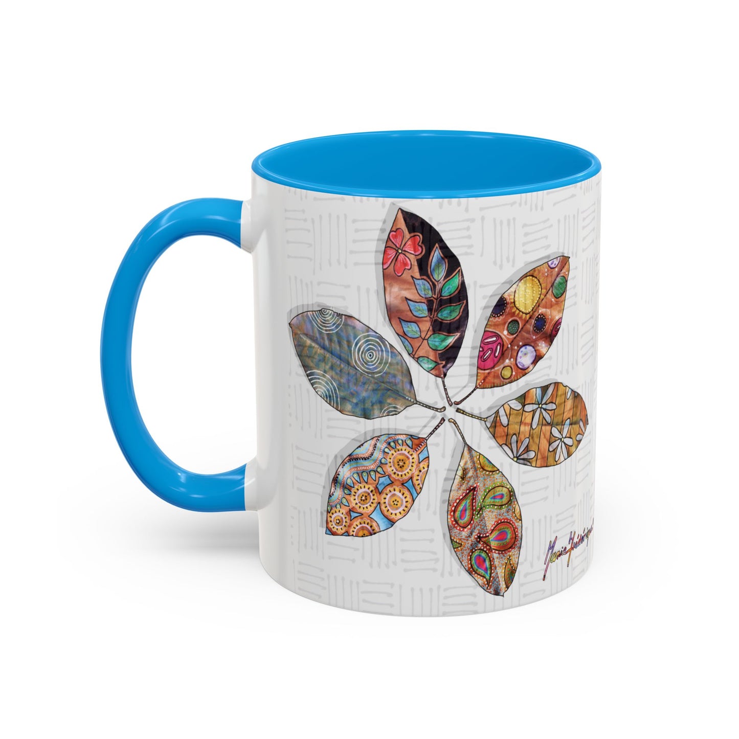 Painted Leaves Mug by Artist Marie Frederique