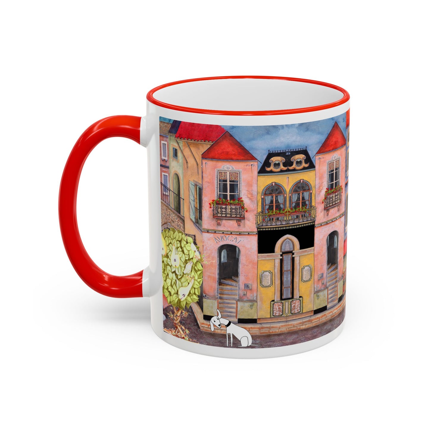 Chefetteville, Street Café Mug (11oz/15oz) - European Village Art by artist Marie Frederique