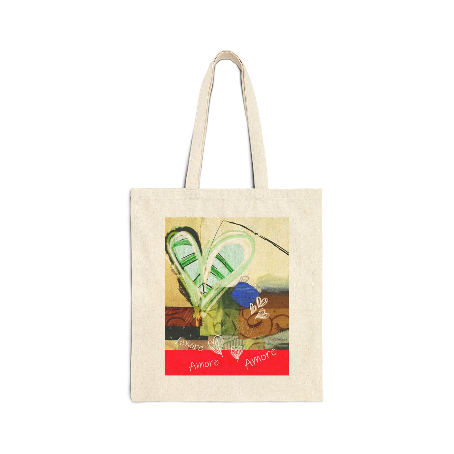 Amore Cotton Canvas Tote Bag Abstract Art printed on both sides by artist Marie Frederique