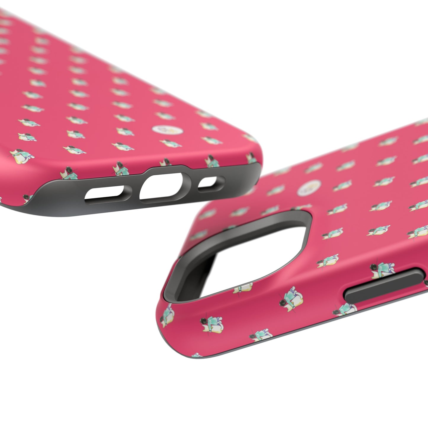 CTS Pink - repeat pattern boy and dog, Impact-Resistant Phone Cases by artist Marie Frederique