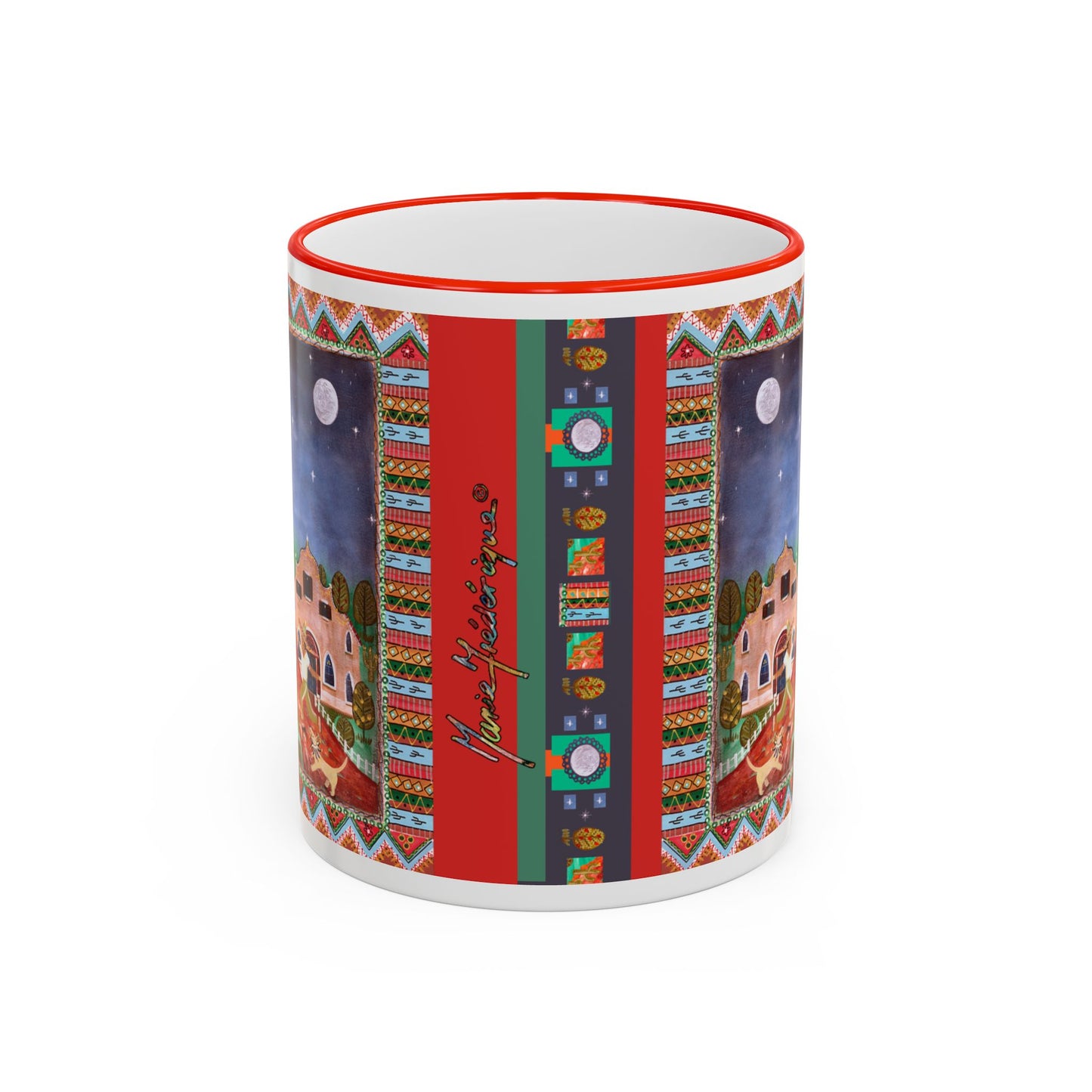 Colorful Southwestern Desert Illustration — 11oz/15oz Ceramic Coffee Cup by artist Marie Frederique