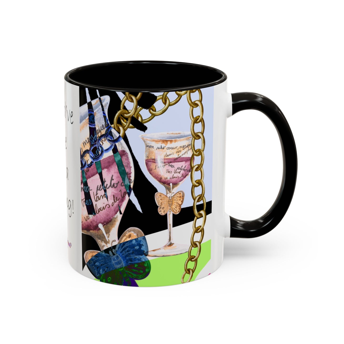 Should've come with a warning! - Haute Couture Colorful Mug by Artist Marie Frederique