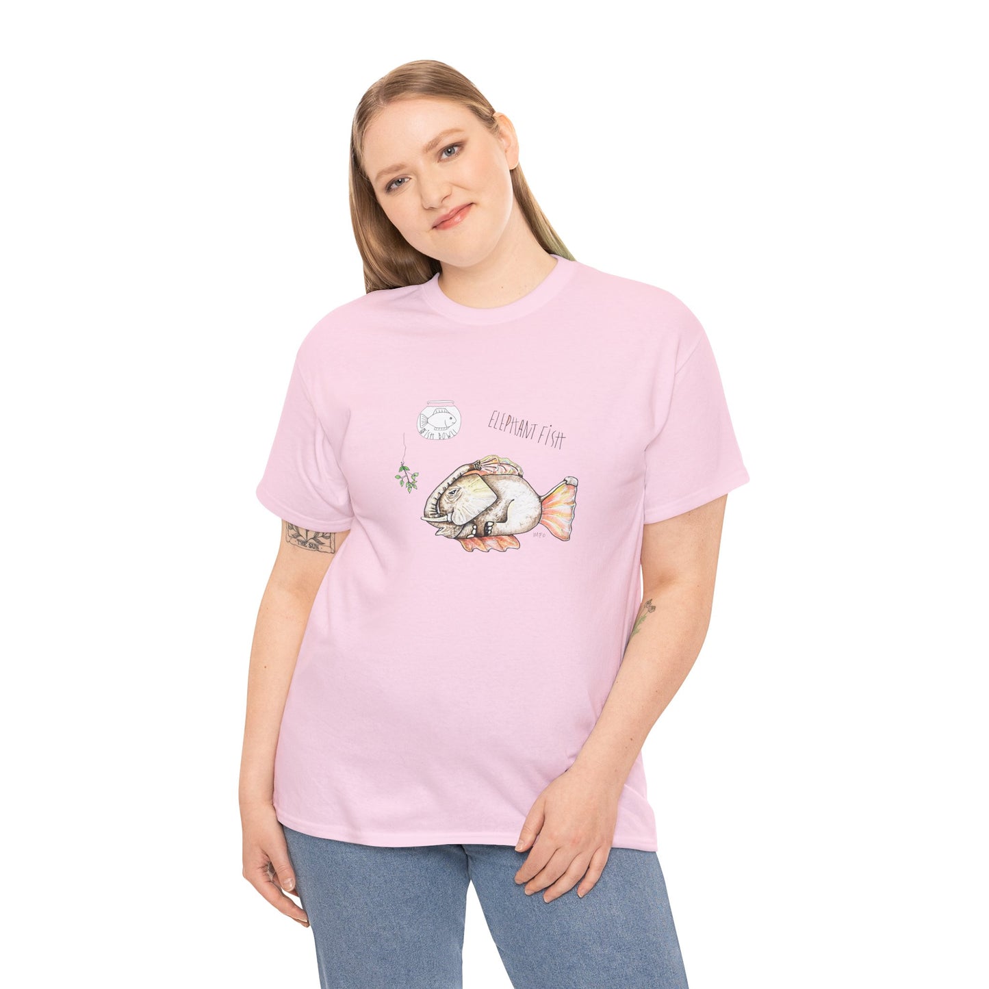 FISHBOWL Elephant Fish, - Unisex Heavy Cotton Tee by artist Marie Frederique