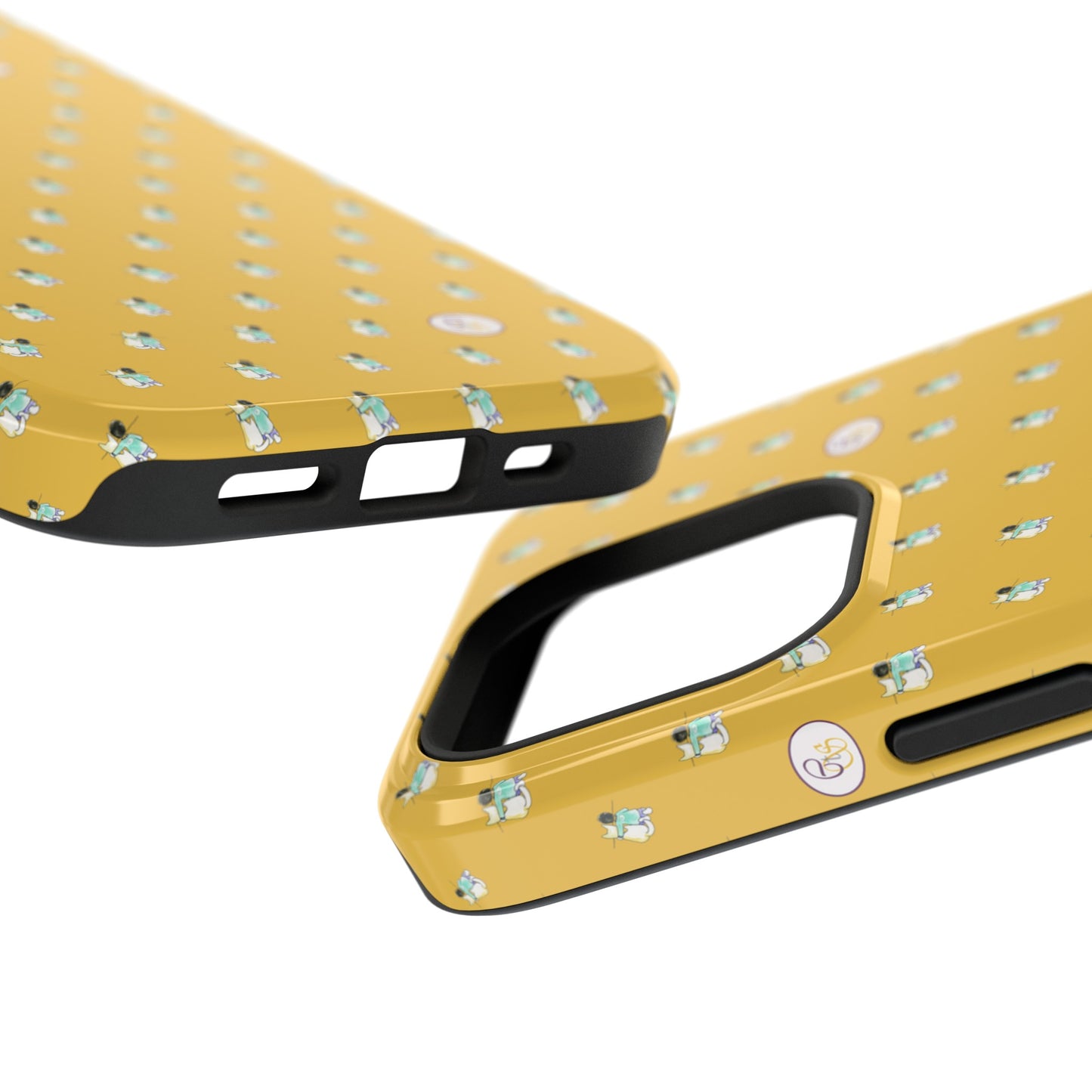 CTS Gold - repeat pattern boy and dog, Impact-Resistant Phone Cases by artist Marie Frederique