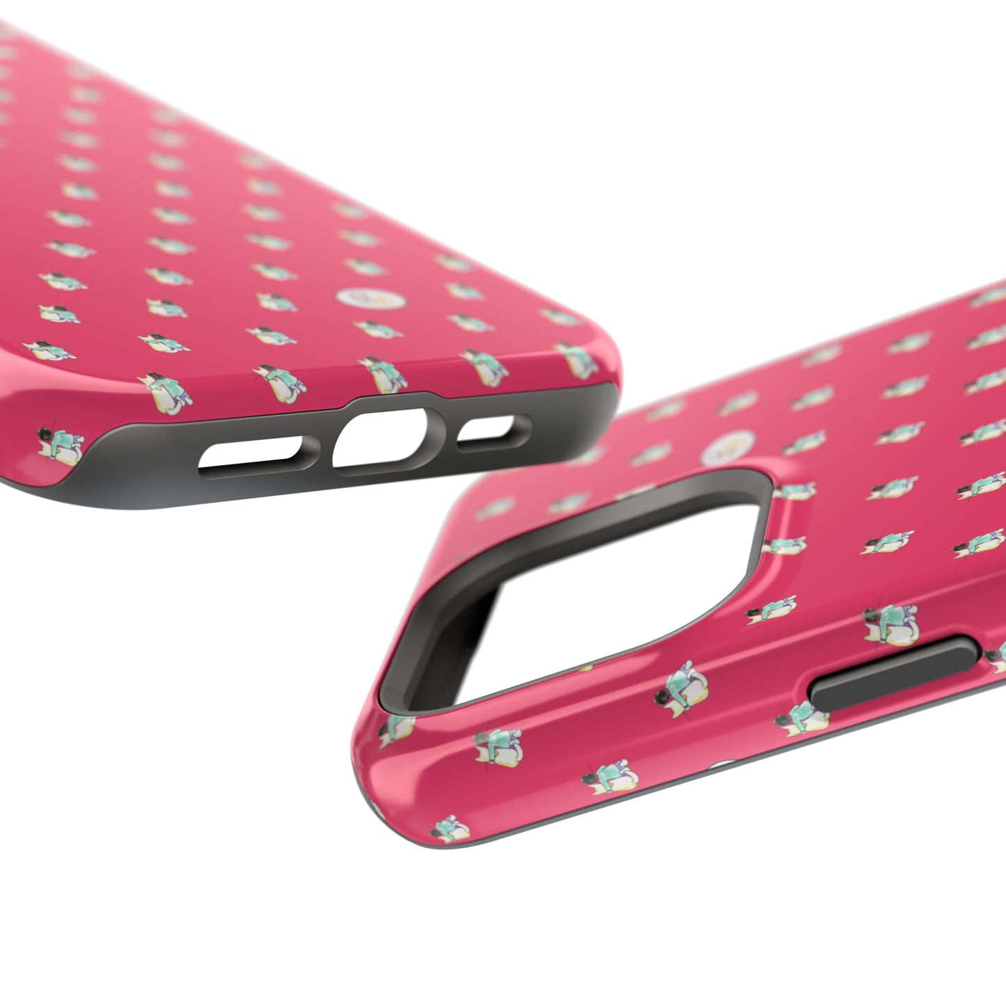 CTS Pink - repeat pattern boy and dog, Impact-Resistant Phone Cases by artist Marie Frederique