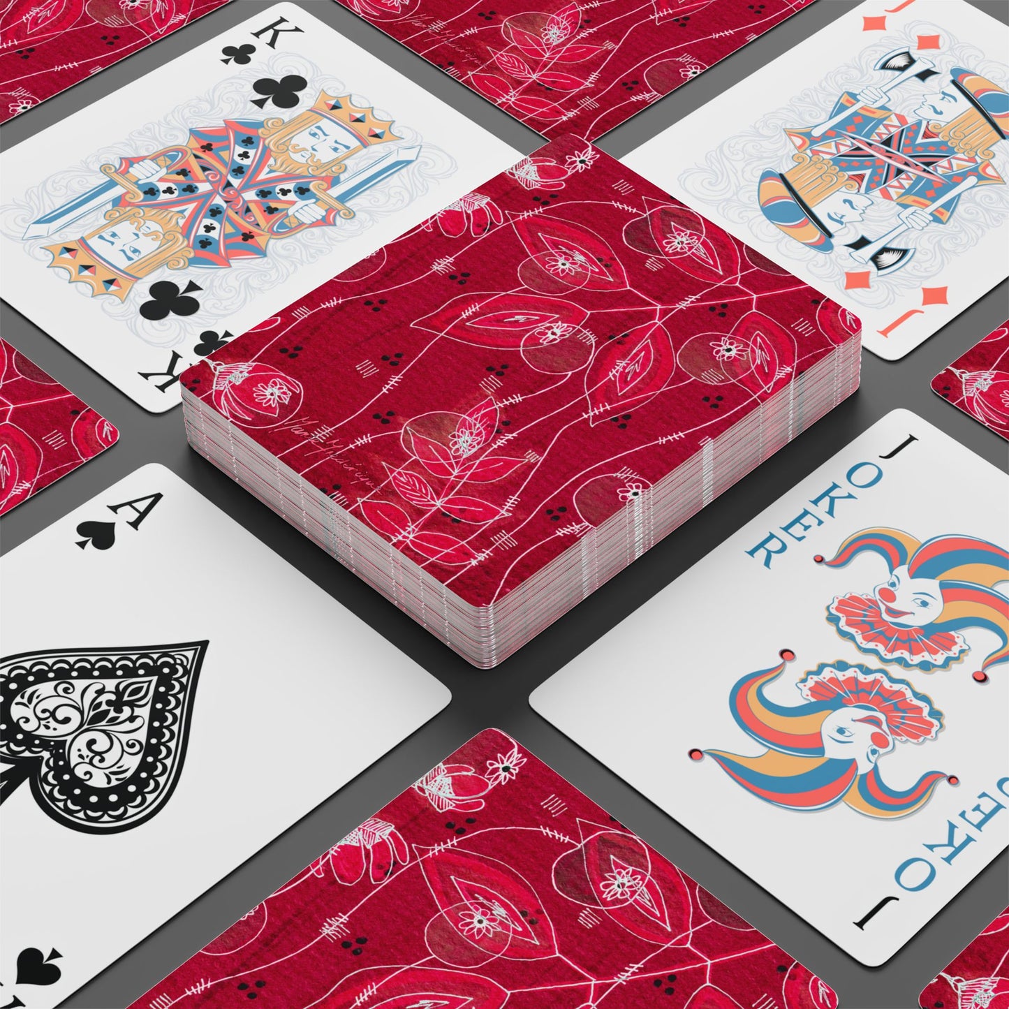 Poppy Berry Stylish Floral Bridge/Poker Playing Cards - Perfect for Game Night by artist Marie Frederique